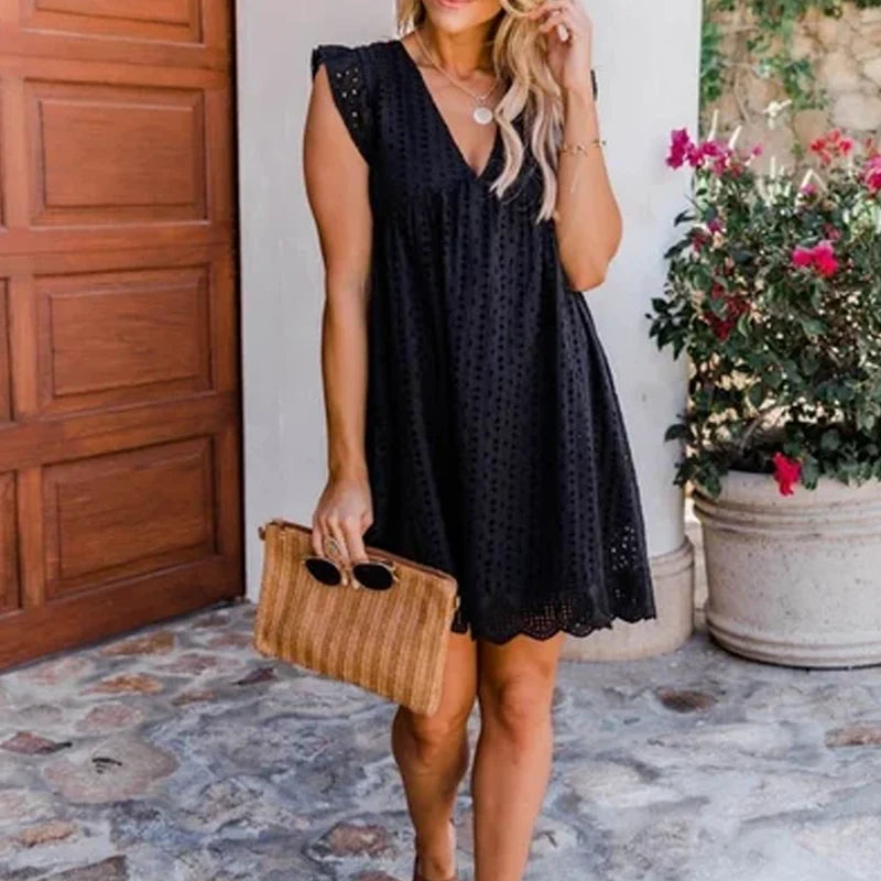 2025 Short Sleeve Lace Dress With Shorts