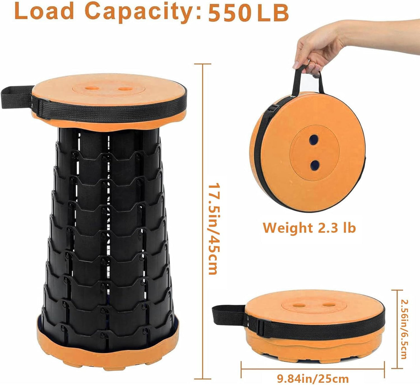 FlexSeat [Portable Collapsible Stool with Load Capacity 550lbs]