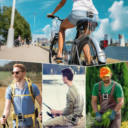 10000mAh Portable Wearable Fan [With 5 Speeds, Power Bank & LED Flashlight]